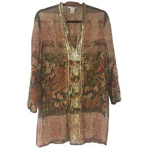 z.b.d. designs Silk/ Lurex Sheer Tunic Swim Cover